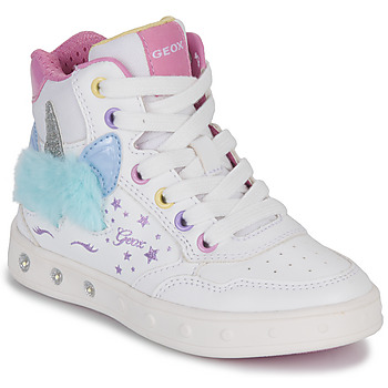 Shoes Girl High top trainers Geox J SKYLIN GIRL C White / Blue