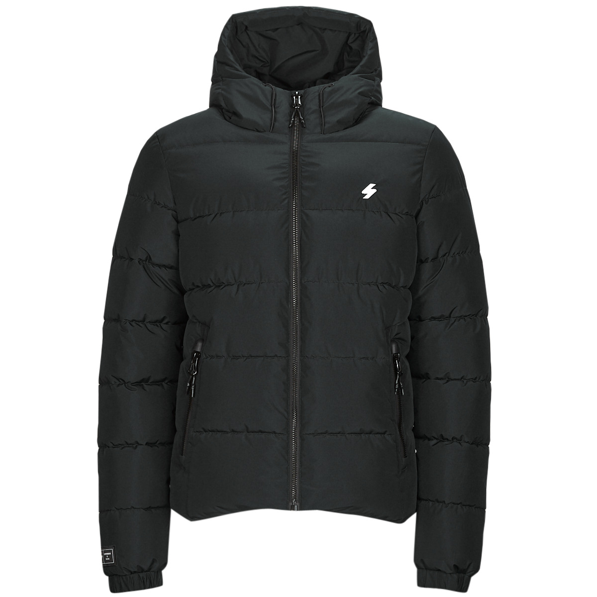 Superdry HOODED SPORTS - - NET JACKET Clothing Spartoo ! coats | Black PUFFR Duffel Free Men delivery