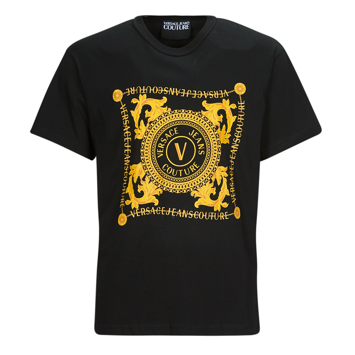 Clothing Men short-sleeved t-shirts Versace Jeans Couture GAHF07 Black / Printed / Baroque