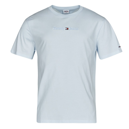 Tommy Jeans TJM CLSC SMALL Men Sky short-sleeved | delivery - TEE ! - TEXT NET t-shirts / Free Blue Clothing Spartoo