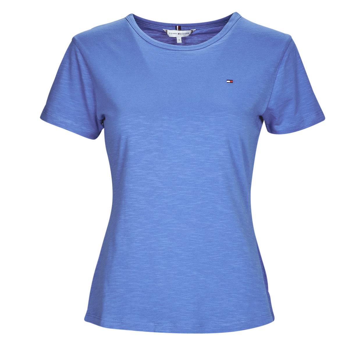 Hilfiger Free C-NK Spartoo - Clothing ! SS Women | short-sleeved Tommy t-shirts SLIM delivery NET Blue 1985 SLUB -