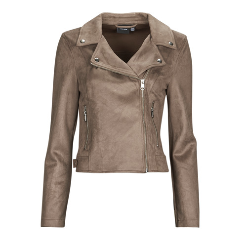 Clothing Women Leather jackets / Imitation le Vero Moda VMJOSE AW23 SHORT FAUX SUEDE JACKET NOOS Brown