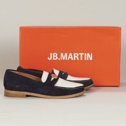 Shoes Women Loafers JB Martin LONDRES Goat / Velvet / Marine / Chalk