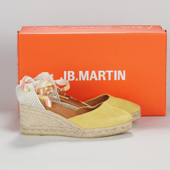 Shoes Women Espadrilles JB Martin VISALIA Velvet / Yellow / Lacets / Bonbon