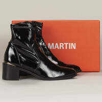 Shoes Women Mid boots JB Martin LOUVRE Canvas / Varnish / Stretch / Black