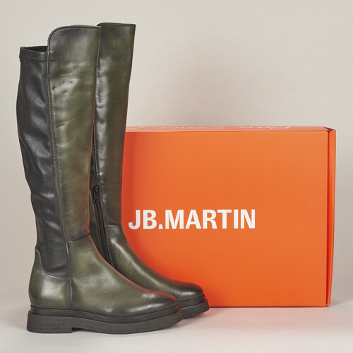 Shoes Women Boots JB Martin OLYMPE Veal / Kaki / Stretch / Black