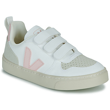 Shoes Girl Low top trainers Veja SMALL V-10 White / Pink