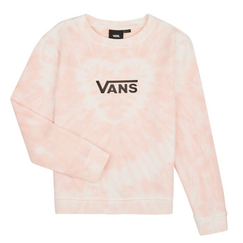 Clothing Girl sweaters Vans TIE-DYE HEART CREW Pink / White