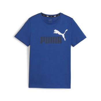 Clothing Boy short-sleeved t-shirts Puma ESS+ 2 COL LOGO TEE B Blue