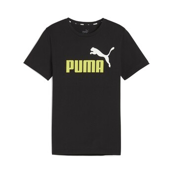 Clothing Boy short-sleeved t-shirts Puma ESS+ 2 COL LOGO TEE B Black