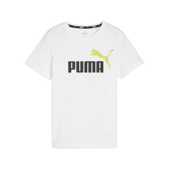 Clothing Boy short-sleeved t-shirts Puma ESS+ 2 COL LOGO TEE B White