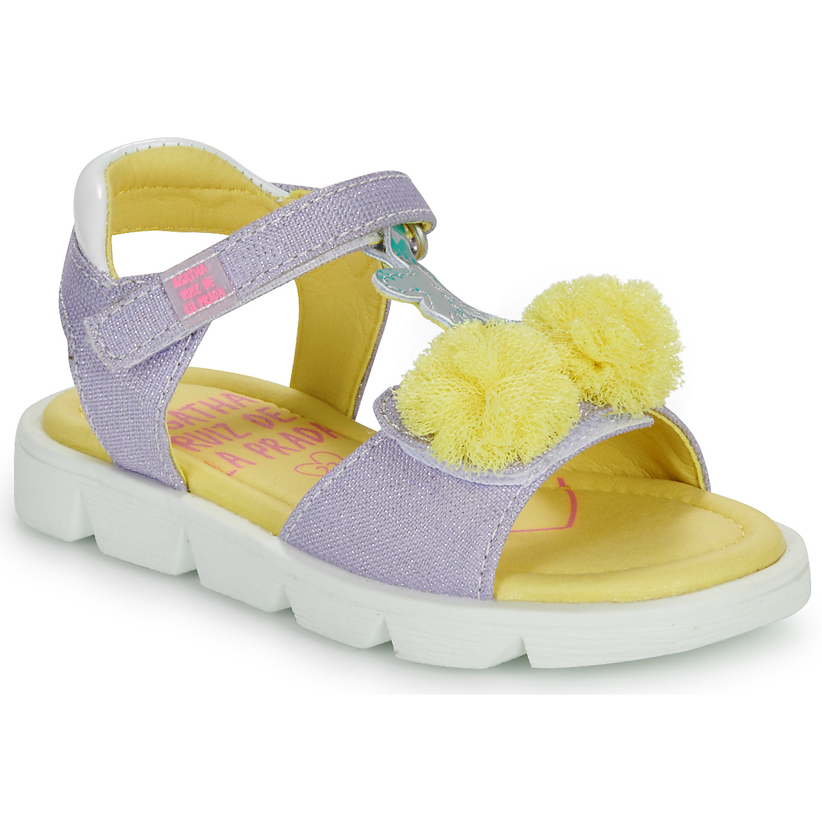 Shoes Girl Sandals Agatha Ruiz de la Prada SANDALIA CEREZAS Violet / Yellow