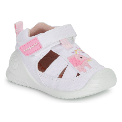 Shoes Girl Sandals Biomecanics SANDALIA ELEFANTE White / Pink