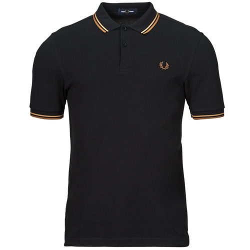 Clothing Men short-sleeved polo shirts Fred Perry TWIN TIPPED FRED PERRY SHIRT Black / Brown