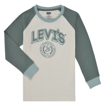 Clothing Boy Long sleeved shirts Levi's PREP COLORBLOCK LONGSLEEVE White / Green