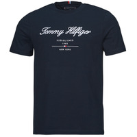 Clothing Men short-sleeved t-shirts Tommy Hilfiger SCRIPT LOGO TEE Marine