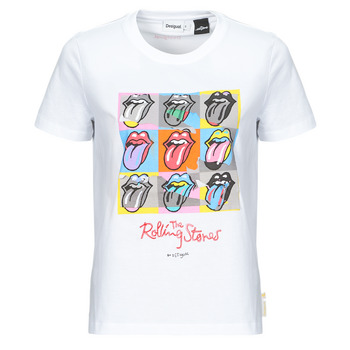 Clothing Women short-sleeved t-shirts Desigual TS_ROLLINGS White / Multicolour