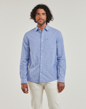 Clothing Men long-sleeved shirts Tommy Jeans TJM REG LINEN BLEND SHIRT Blue