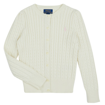 Clothing Girl Jackets / Cardigans Polo Ralph Lauren MINI CABLE-TOPS-SWEATER White / White