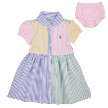 Clothing Girl Short Dresses Polo Ralph Lauren COLOR BLK DR-DRESSES-DAY DRESS Multicolour / Celadon / Multi