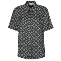 Clothing Women Shirts MICHAEL Michael Kors EMPIRE LOGO CAMP SHRT Black / White