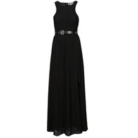 Clothing Women Long Dresses MICHAEL Michael Kors SMOCKED MAXI DRESS Black / White