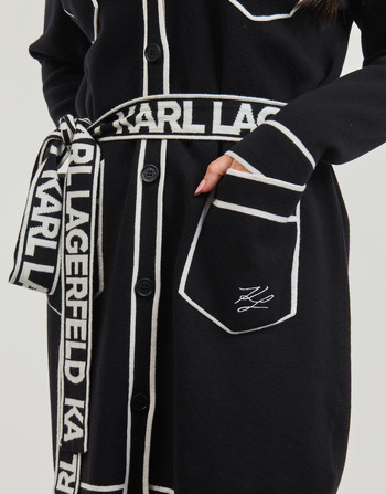 Karl Lagerfeld BRANDED BELTED CARDIGAN Black / White