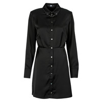 Clothing Women Short Dresses Karl Lagerfeld karl charm satin shirt dress Black / White