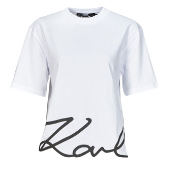 Clothing Women short-sleeved t-shirts Karl Lagerfeld karl signature hem t-shirt White