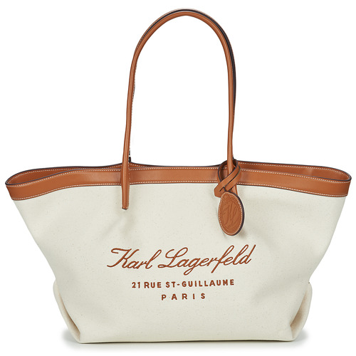 Bags Women Shopper bags Karl Lagerfeld HOTEL KARL MD TOTE CANVAS Beige / Cognac