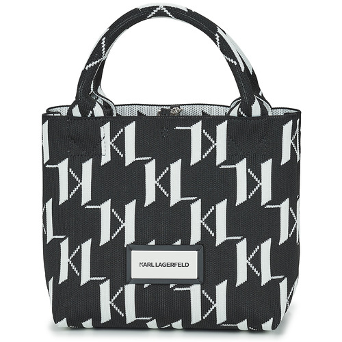 Bags Women Handbags Karl Lagerfeld K/MONOGRAM KNIT SM TOTE Black / White