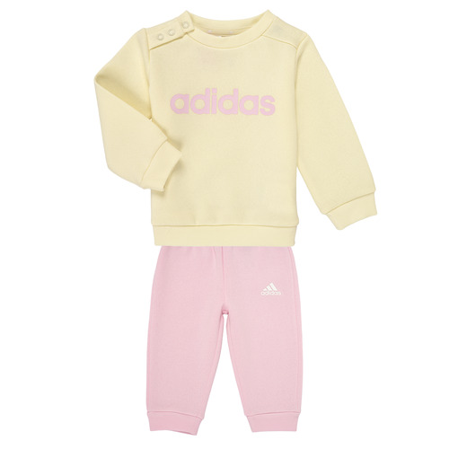 Clothing Girl Tracksuits Adidas Sportswear I LIN FL JOG Ecru / Pink