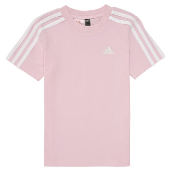 Clothing Girl short-sleeved t-shirts Adidas Sportswear LK 3S CO TEE Pink / White