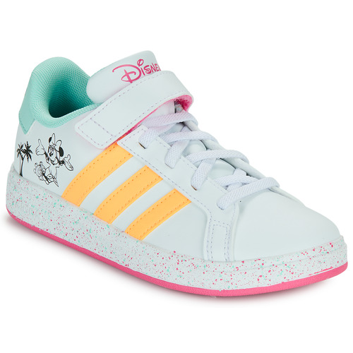 Shoes Girl Low top trainers Adidas Sportswear GRAND COURT MINNIE EL K White / Yellow / Pink