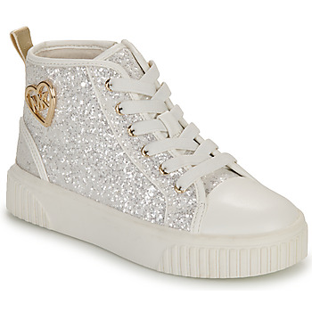 Shoes Girl High top trainers MICHAEL Michael Kors SKATE SPLIT 3 GLITTER White / Glitter