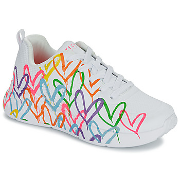Shoes Women Low top trainers Skechers UNO LITE GOLDCROWN - HEART OF HEARTS White / Multicolour