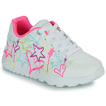 Shoes Girl Low top trainers Skechers UNO LITE - MY DRIP White / Pink