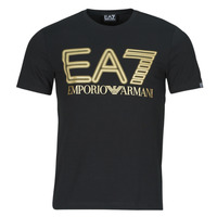 Clothing Men short-sleeved t-shirts Emporio Armani EA7 TSHIRT 3DPT37 Black / Gold