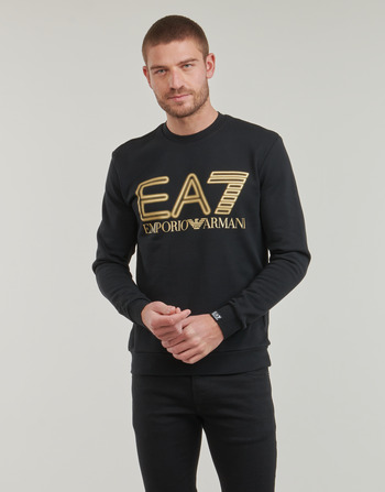 Clothing Men sweaters Emporio Armani EA7 FELPA 3DPM63 Black / Gold