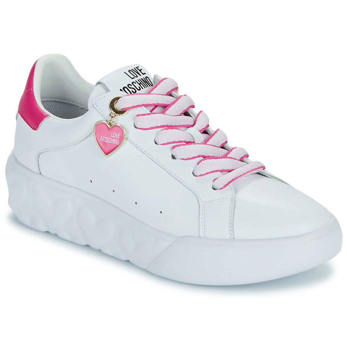 Shoes Women Low top trainers Love Moschino FUXIA HEART+GOLD White / Pink