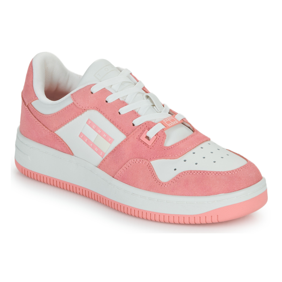 Shoes Women Low top trainers Tommy Jeans TJW RETRO BASKET WASHED SUEDE White / Pink