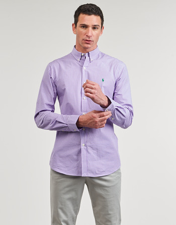 Clothing Men long-sleeved shirts Polo Ralph Lauren CHEMISE AJUSTEE SLIM FIT EN POPELINE RAYE Multicolour