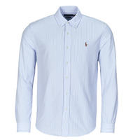 Clothing Men long-sleeved shirts Polo Ralph Lauren CHEMISE AJUSTEE COL BOUTONNE EN OXFORD MESH PIQUE Blue
