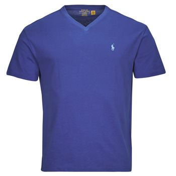 Clothing Men short-sleeved t-shirts Polo Ralph Lauren T-SHIRT AJUSTE COL V EN COTON Blue / Beach / Royal