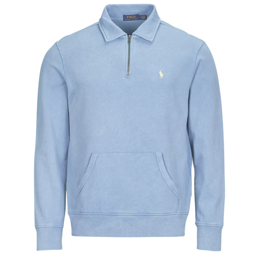 Clothing Men sweaters Polo Ralph Lauren SWEATSHIRT DEMI ZIP EN MOLLETON Blue / Sky