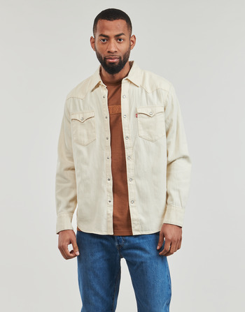 Clothing Men long-sleeved shirts Levi's BARSTOW WESTERN STANDARD Lightweight Cream / Ecru