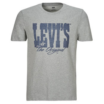 Clothing Men short-sleeved t-shirts Levi's GRAPHIC CREWNECK TEE Western / Pink / Logo / Heather / Grey
