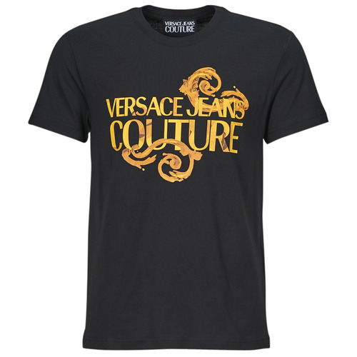 Clothing Men short-sleeved t-shirts Versace Jeans Couture 76GAHG00 Black / Gold