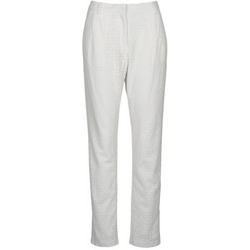 material Women 5-pocket trousers Manoush FLOWER BADGE White