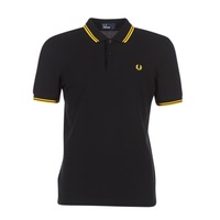 material Men short-sleeved polo shirts Fred Perry SLIM FIT TWIN TIPPED Black / Yellow